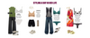 Hero banner Collection of women's clothing and accessories with product names on a white background
