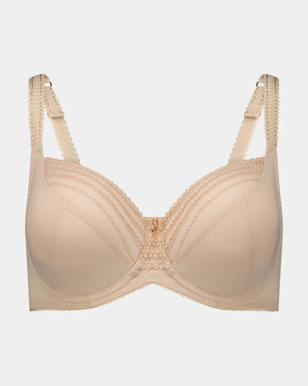 Beige bra on a light gray background
