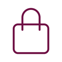 Purple outline of a shopping bag on a white background