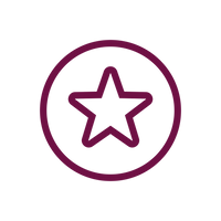 Purple star icon inside a circle on a white background