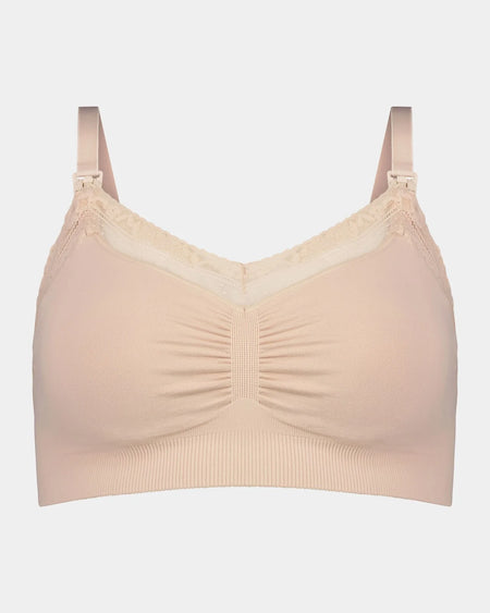 Beige bra on a light gray background