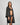 Model wears Lost Paradise Robe in BLACK PRINT. On body front view