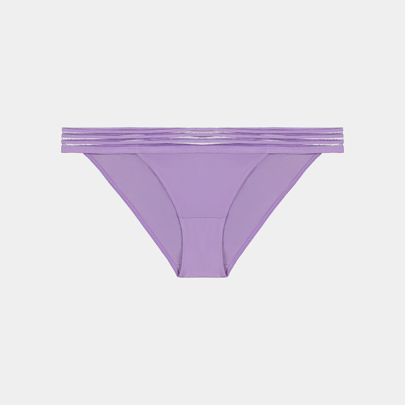 Stripe Elastic & Papertouch Tanga in CHALK VIOLET. Flat lay front view