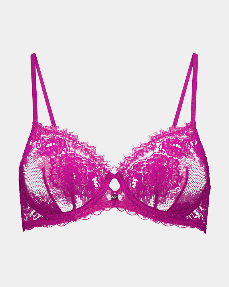 Eva Jean Underwire Bra in FANTASY FUCHSIA. Flat lay front view