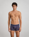 Bold Stripe Mens Trunk in PEACOAT/PLUM STRIPE. Feature shot