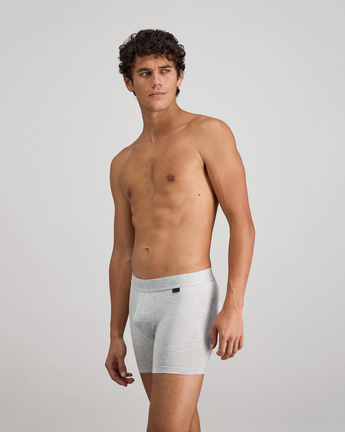 Bamboo Mens Trunk in GREY MARLE. Flat lay back view