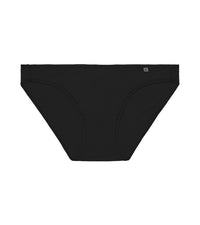 Model wears Clemence Bikini in BLACK. On body front view