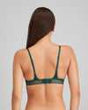 Model wears Stripe Elastic & Papertouch Push Up Bra in RAIN FOREST. On body back view