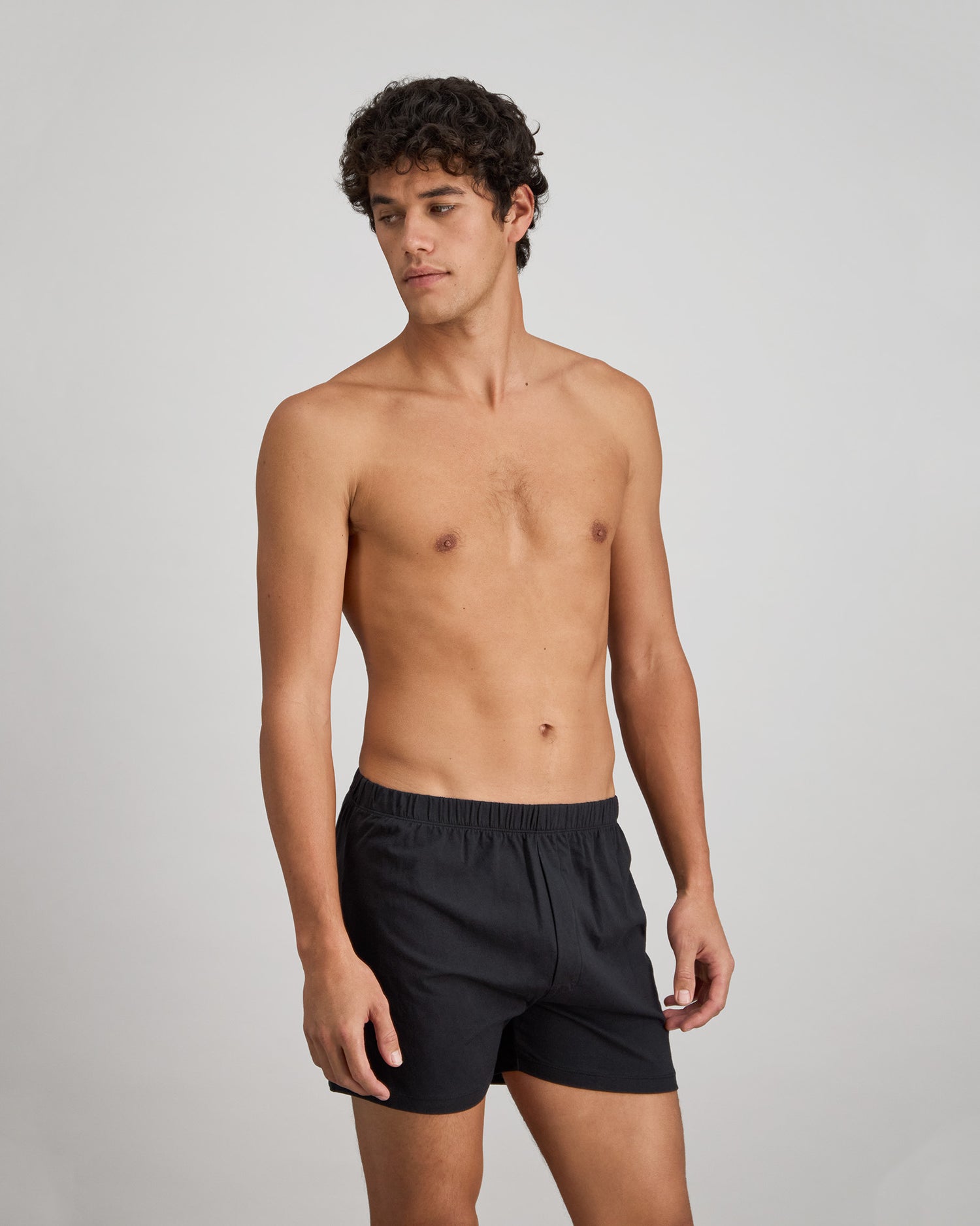 Cotton Basics Mens Trunk in BLACK. Flat lay back view