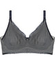 Elodie Maternity Bra in JET/PEWTER. Flat lay front view