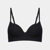 Play Contour Long Line Bra in BLACK. Flat lay front view