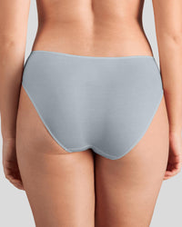 Model wears Au Naturel High Cut Brief in SLATE. On body back view