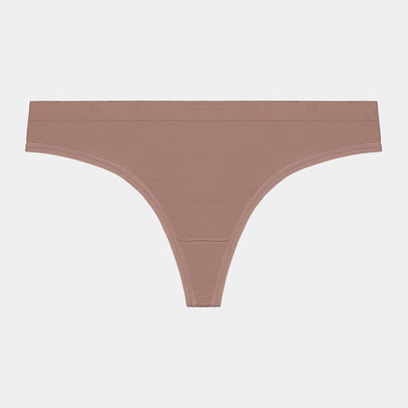 Seamless Thong in MOCHA. Flat lay front view