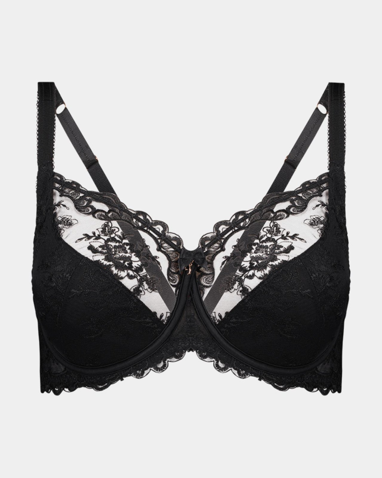 Mesmerise Underwire Bra in BLACK. Flat lay front view