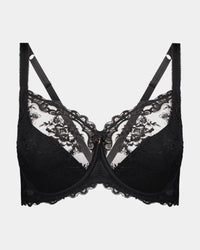 Mesmerise Underwire Bra in BLACK. Flat lay front view