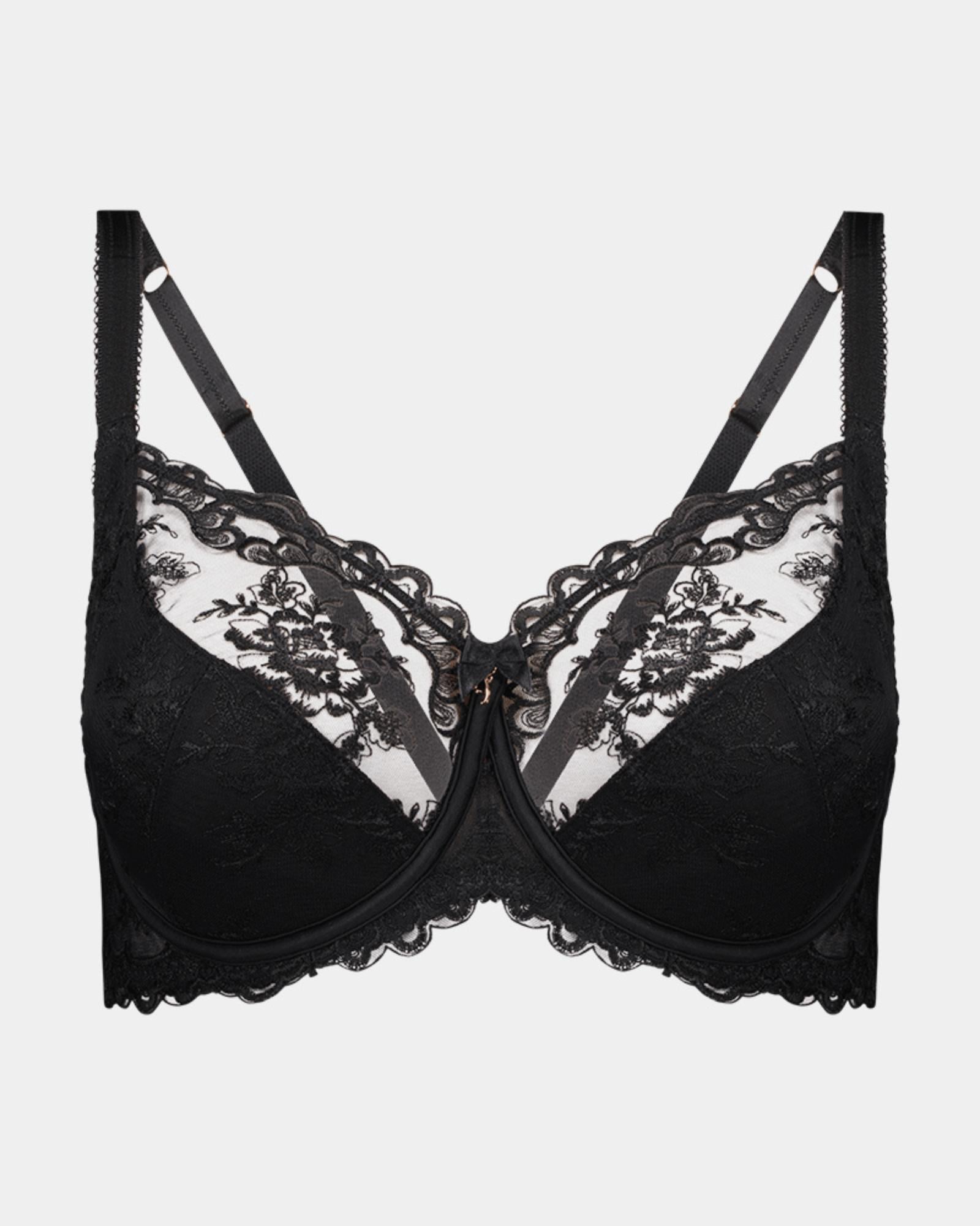 Mesmerise Underwire Bra in BLACK. Flat lay front view