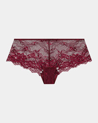 My Fit Lace Brazilian in WINDSOR WINE. Flat lay front view