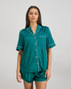 Model wears Holly Short Pj Set in EVERGLADE. On body front view