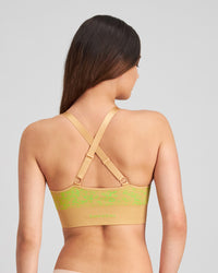 Model wears Inspiration Crop Top in LIME PUNCH LEOPARD PRINT. On body back view