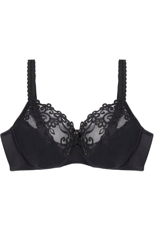 Coral Underwire Bra in BLACK. Flat lay front view