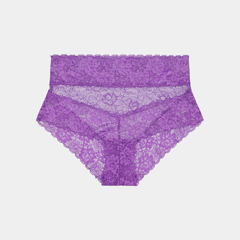 Lace Full Brief in AMETHYST ORCHID. Flat lay front view