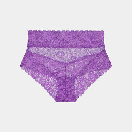 Lace Full Brief in AMETHYST ORCHID. Flat lay front view