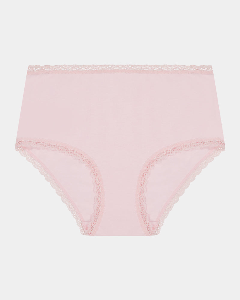 Stretch Cotton Full Brief in ICY PINK. Flat lay front view