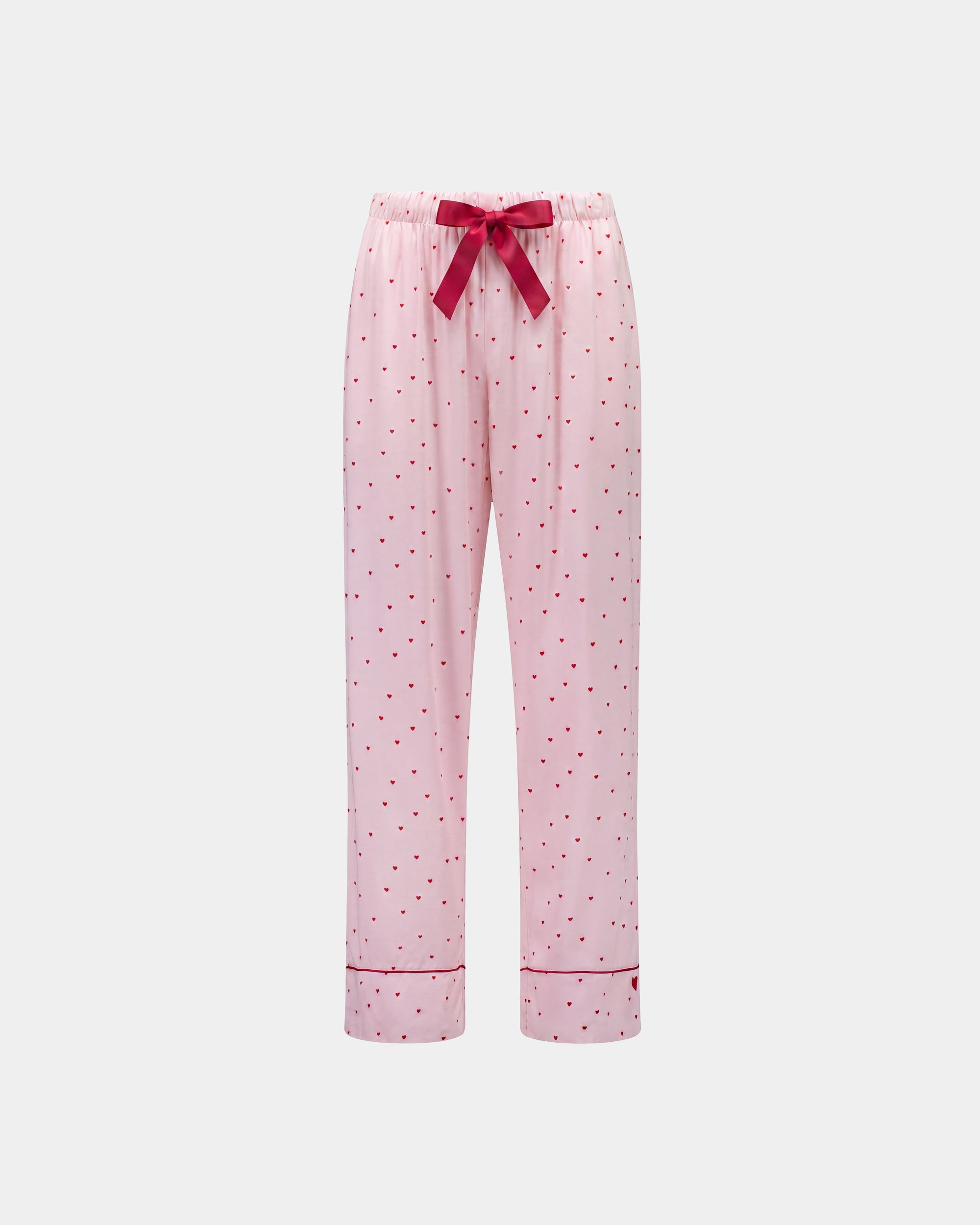 Hearts In Cabana Long Pj Pant in MINI HEART PRINT. Flat lay front view