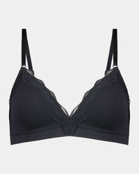 Nikki Wire Free Bra in BLACK. Flat lay front view