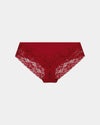 Lace Trim Brazilian in BIKING RED. Flat lay front view