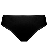 Freestyle High Cut Brief in BLACK. Flat lay front view