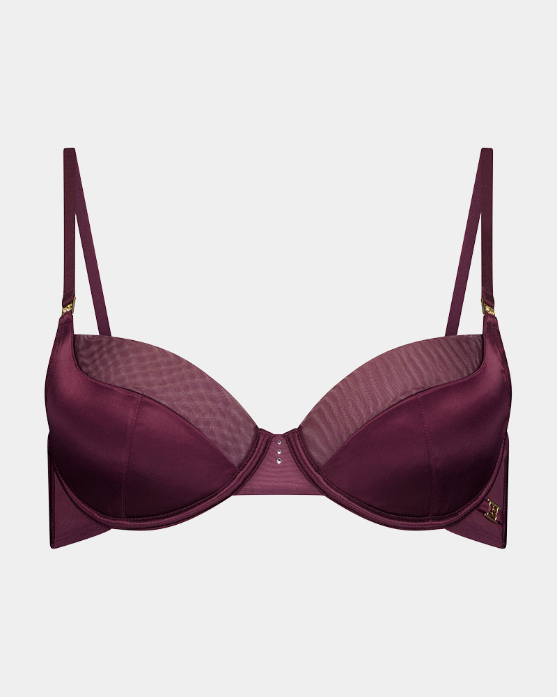Sheer Impact Contour Bra in FIG. Flat lay front view