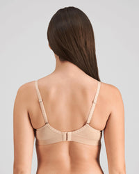 Model wears Bendon Body Contour Bra in LATTE. On body back view