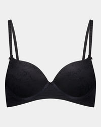 Bendon Body Lace Contour Bra in BLACK. Flat lay front view