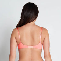 Model wears Simply Me Contour Bra in SHELL PINK. On body back view