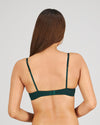 Model wears Sofia Underwire Bra in RAIN FOREST. On body back view