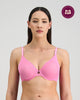 Model wears Lightweight Underwire Bra in BUBBLEGUM PINK. On body front view