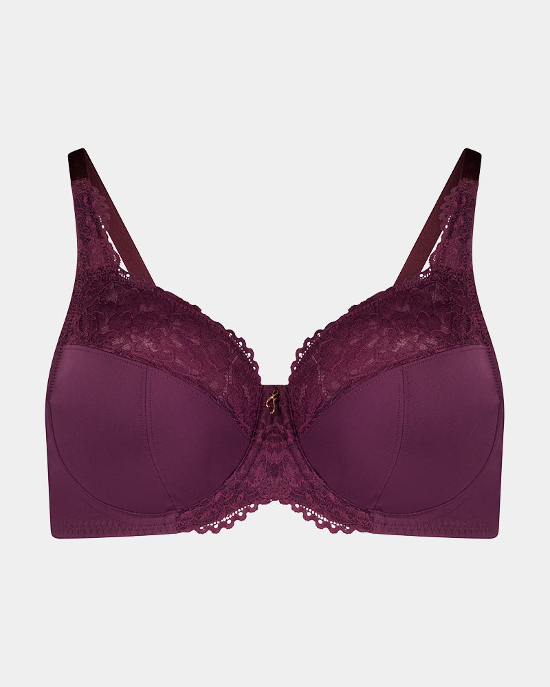 Laurel Underwire Bra in FIG. Flat lay front view