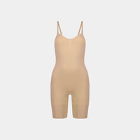 Medium Control Jumpsuit in CARAMEL. Flat lay front view