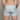 Model wears Cotton Stretch Mens Trunk in BLUE FOG STRIPE. On body back view