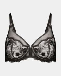 Romilly Underwire Bra in BLACK. Flat lay front view