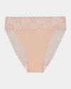 Lace Trim High Cut Brief in LATTE. Flat lay front view