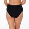Model wears Cotton Logo Full Brief in BLACK. On body back view