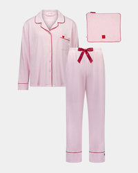 Dolce Long Pj in PINK MARLE. Flat lay front view