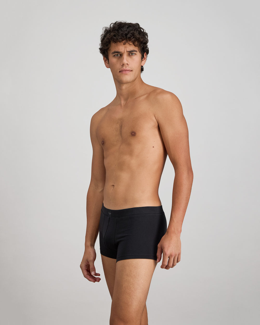 High Tech Cotton Mens Trunk in BLACK. Flat lay back view