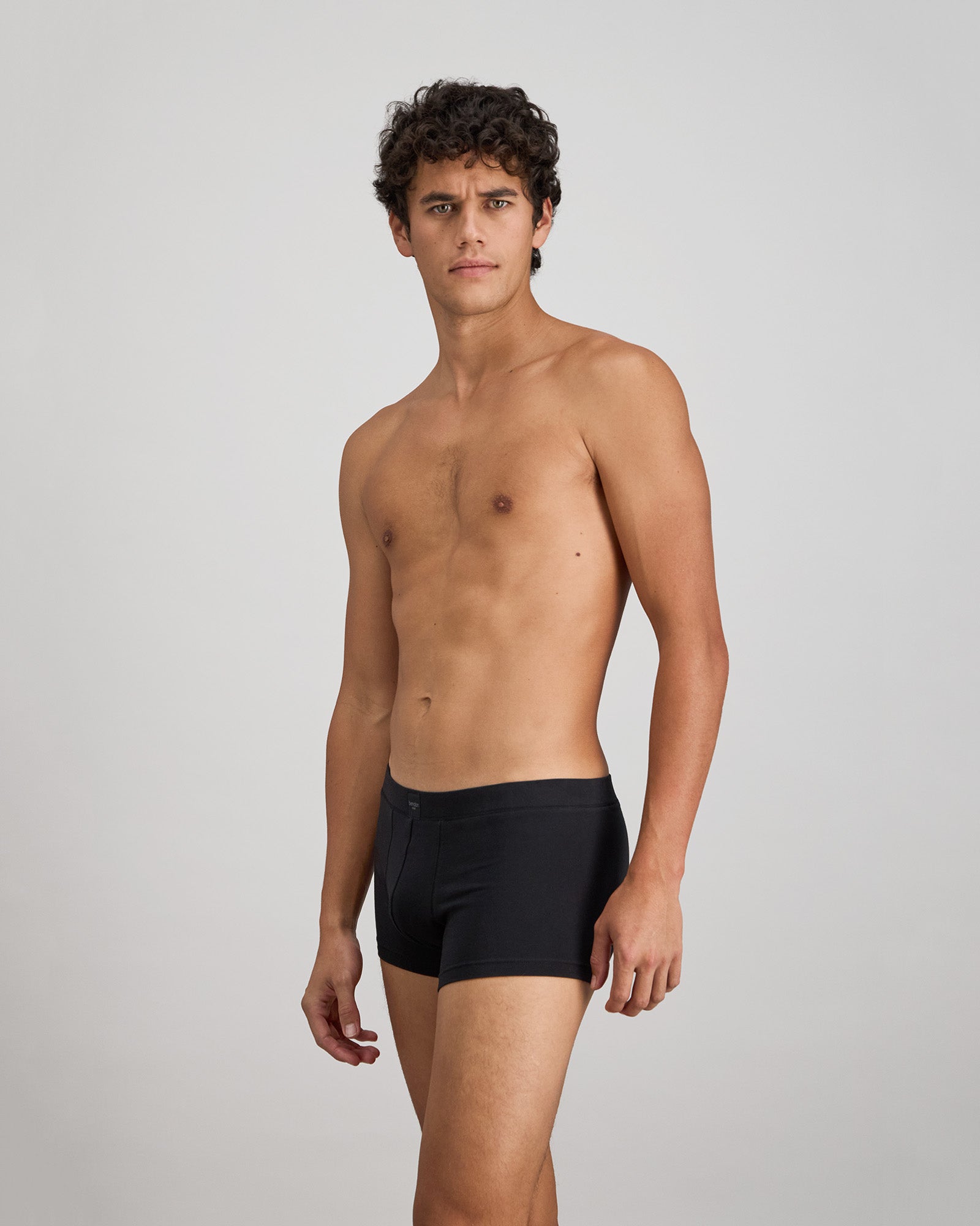 High Tech Cotton Mens Trunk in BLACK. Flat lay back view