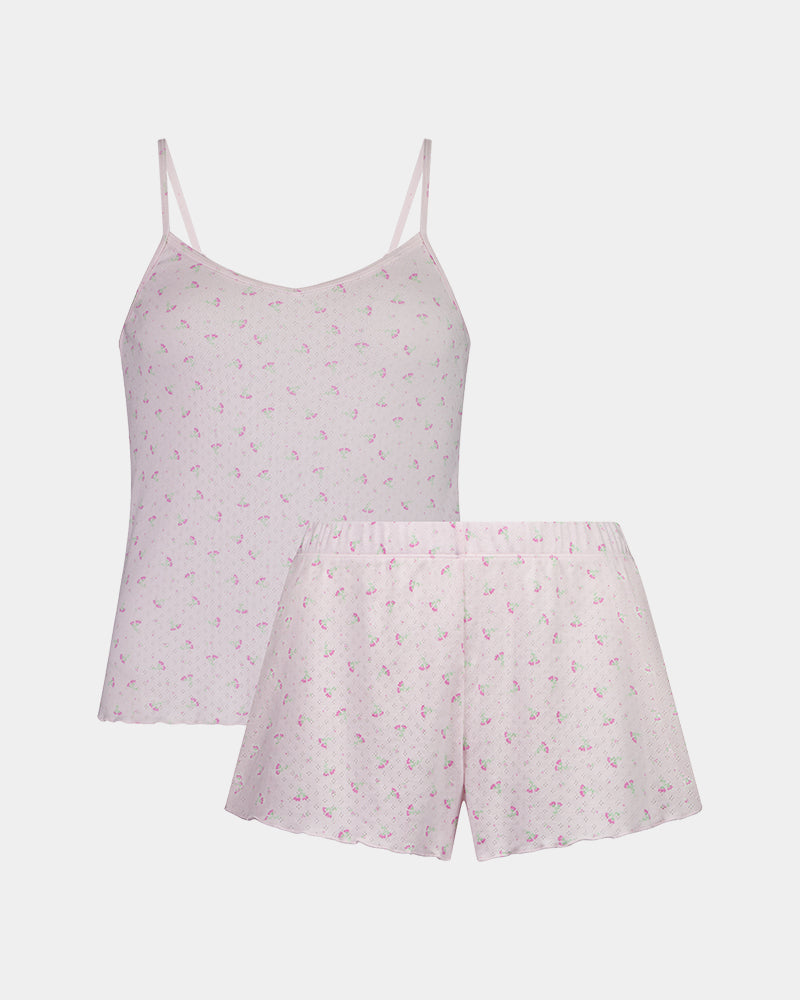 Smoothie Cami & Short in FESTIVAL BLOOM. Flat lay front view