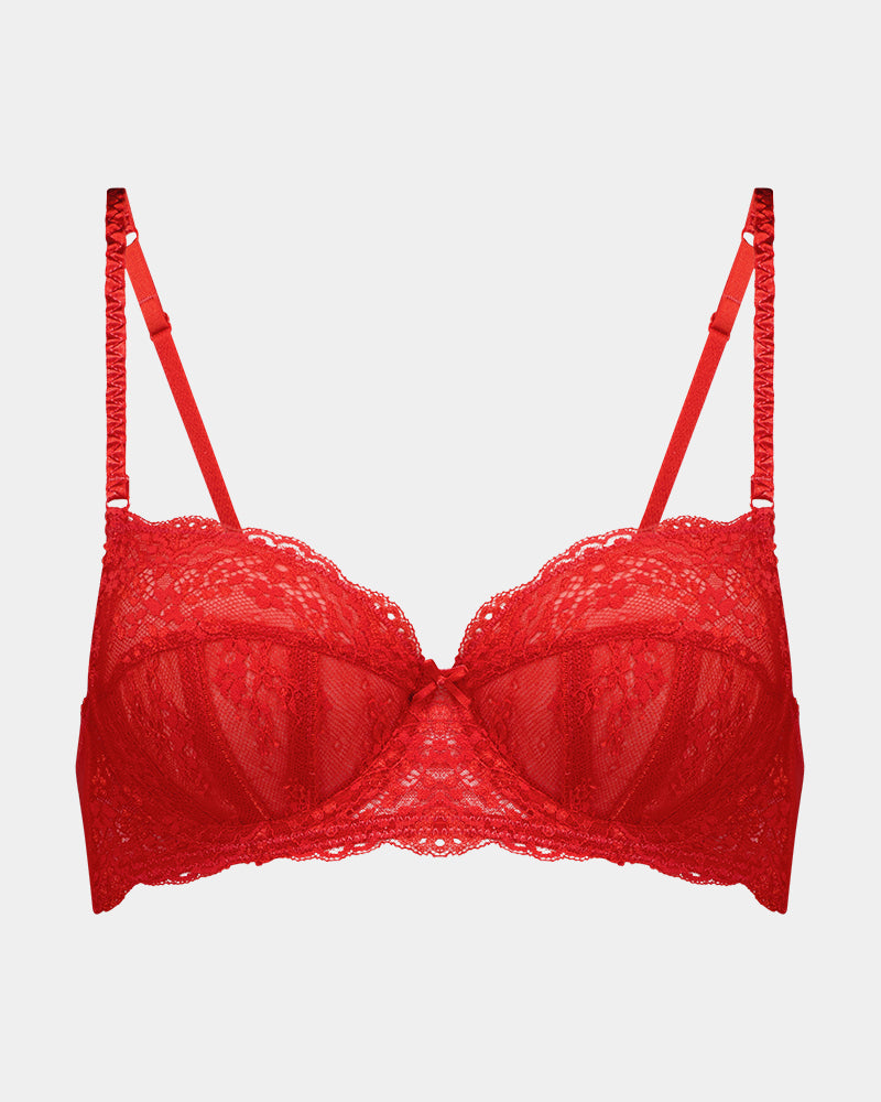 Sofia Underwire Bra in SALSA. Flat lay front view