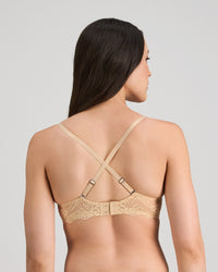 My Fit Lace Push Up Bra in FRAPPE. Flat lay back view