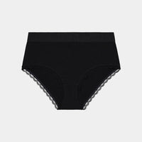 Cotton Logo Full Brief in BLACK. Flat lay front view